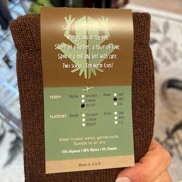 Alpaca Socks with Image Brown Boot Socks - Picture 2 of 2